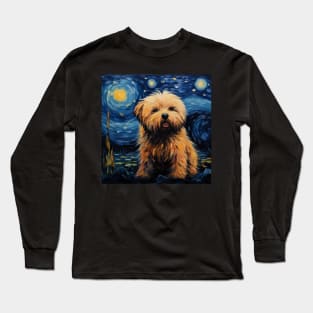 Cute Puli Dog Puppy Brown Painted in Starry Night style Long Sleeve T-Shirt